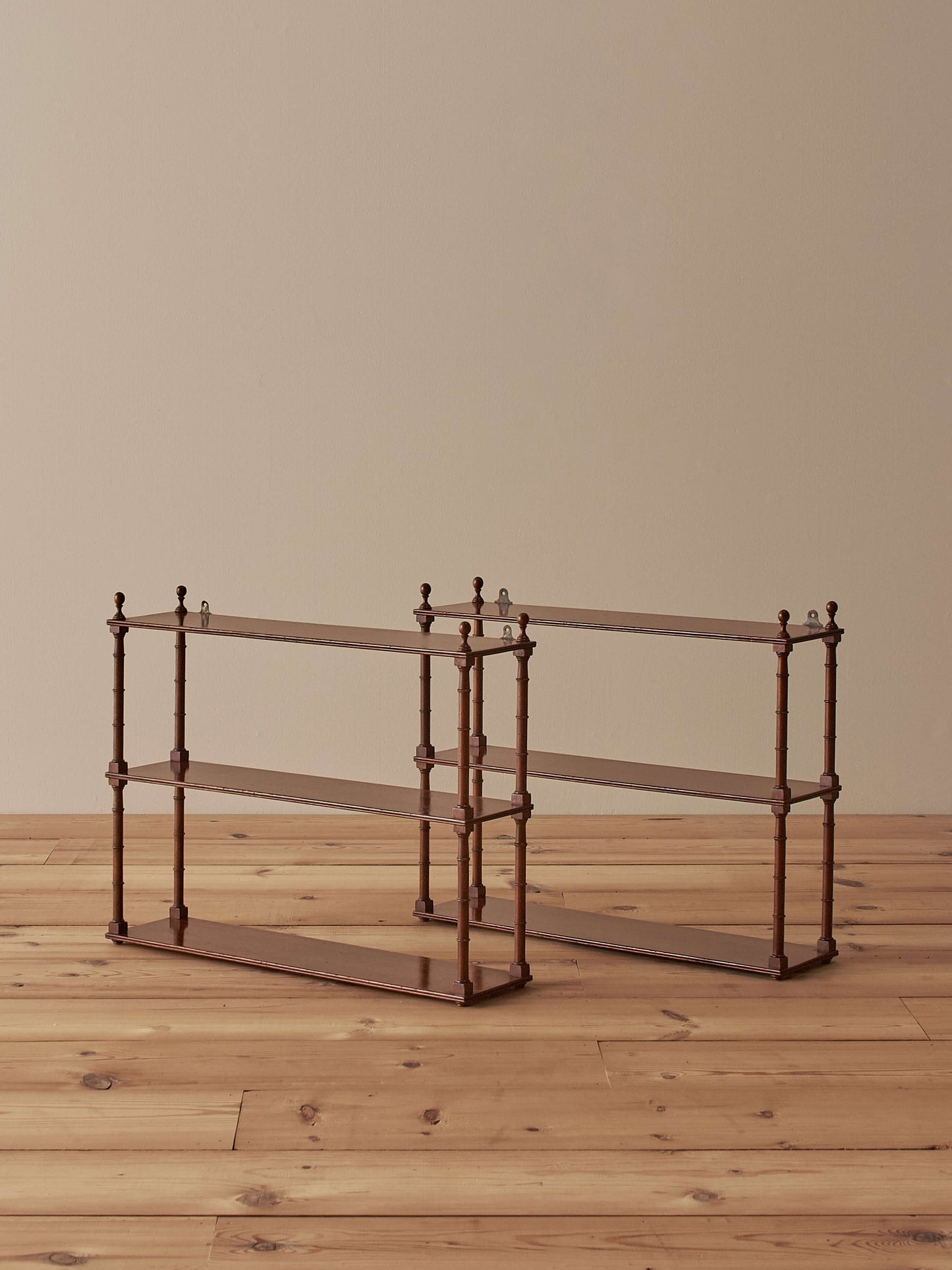 Pair of Victorian faux bamboo wall-shelves