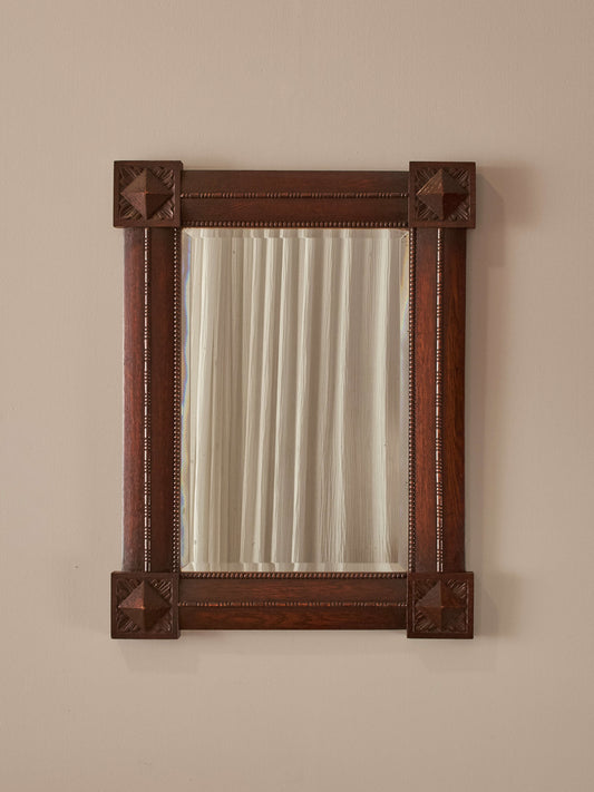 Arts and Crafts rectangular oak mirror