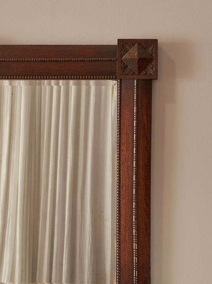 Arts and Crafts rectangular oak mirror