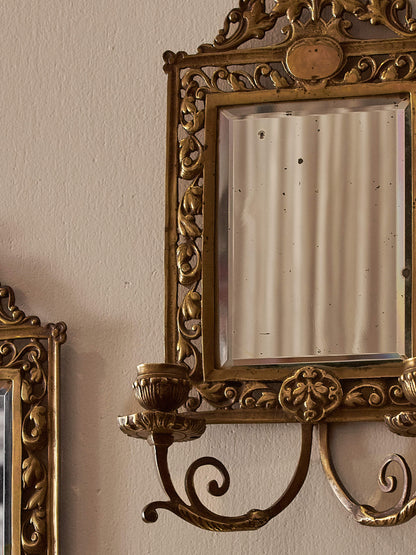 Pair of French antique brass candle sconces