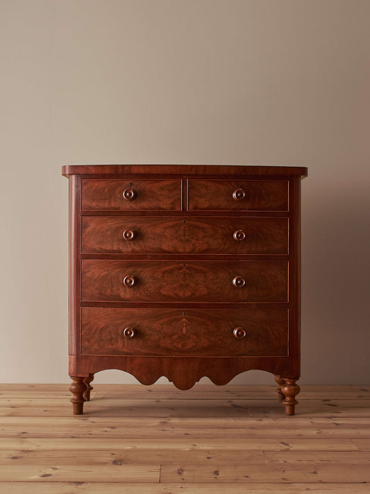 Antique Victorian mahogany bow-fronted chest of drawers