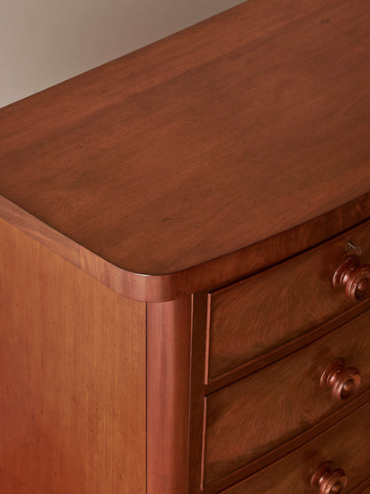 Antique Victorian mahogany bow-fronted chest of drawers