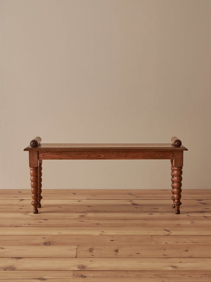 Victorian oak bobbin bench