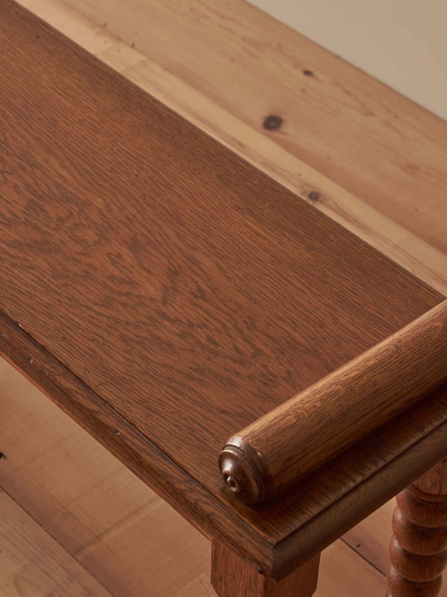 Victorian oak bobbin bench