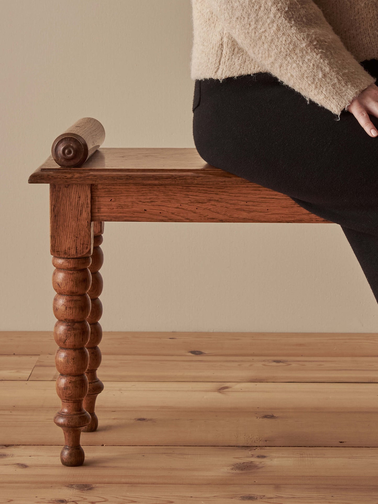 Victorian oak bobbin bench
