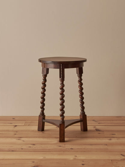 Vintage oak circular table with barley twist legs