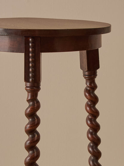 Vintage oak circular table with barley twist legs
