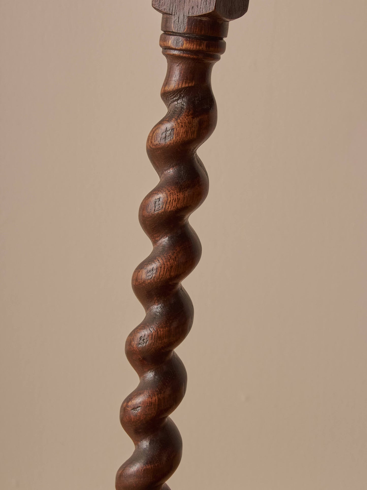 Vintage oak circular table with barley twist legs