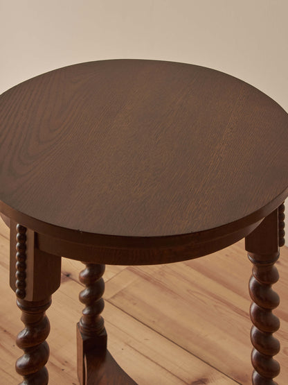 Vintage oak circular table with barley twist legs