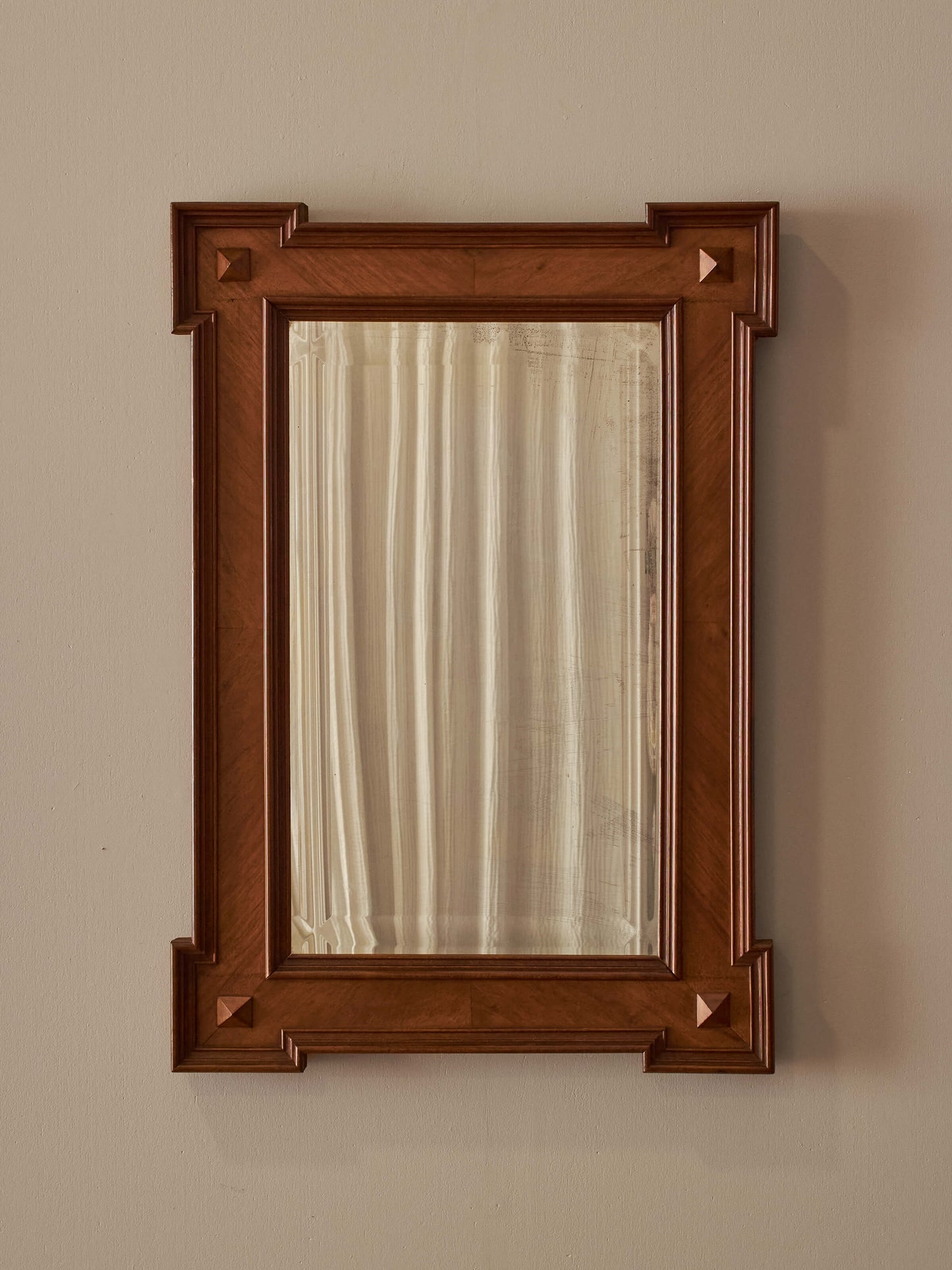Antique rectangular walnut mirror