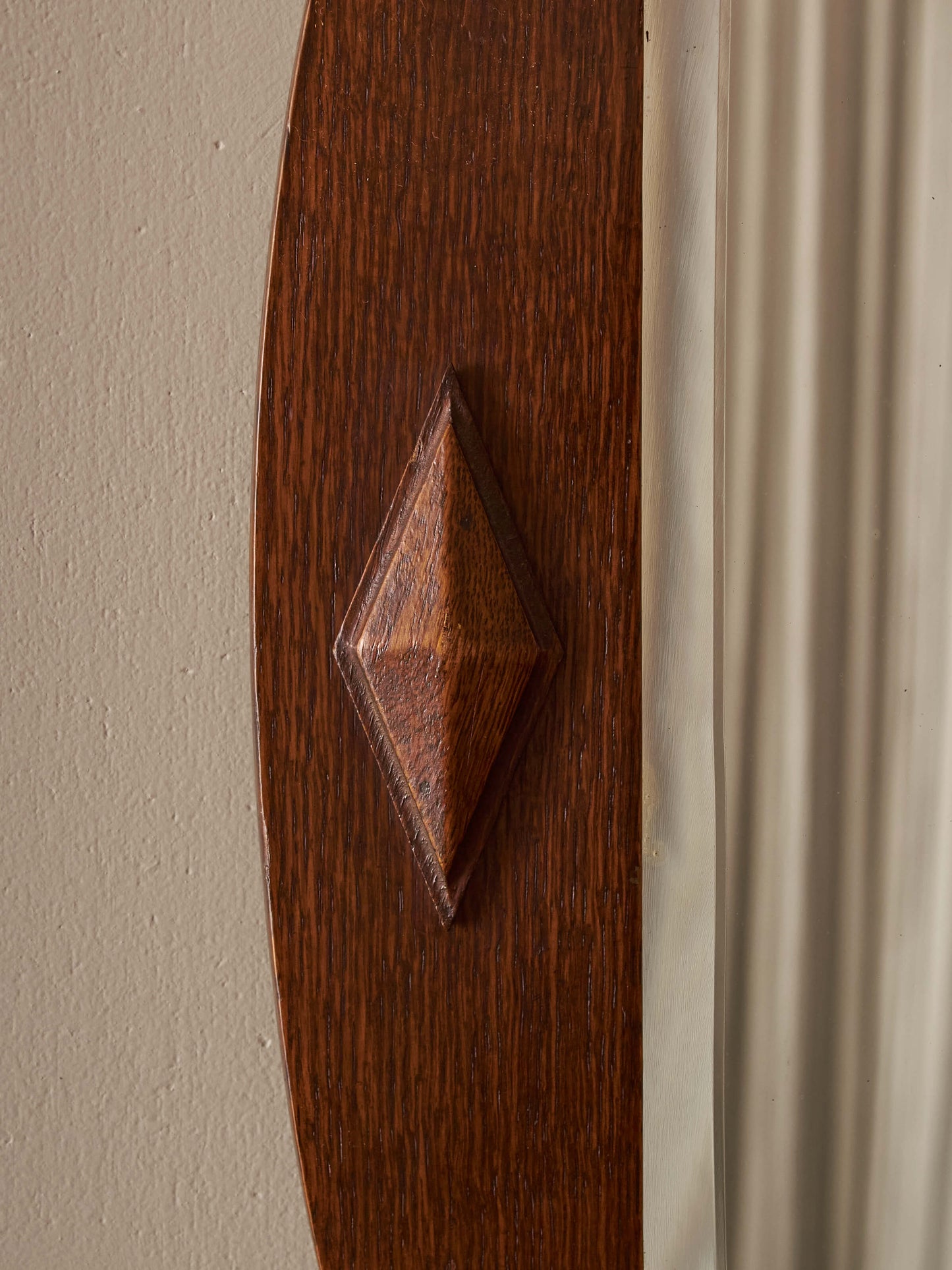 Edwardian oak oval mirror