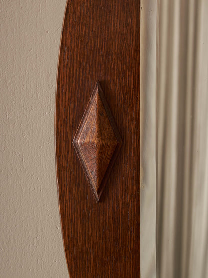 Edwardian oak oval mirror