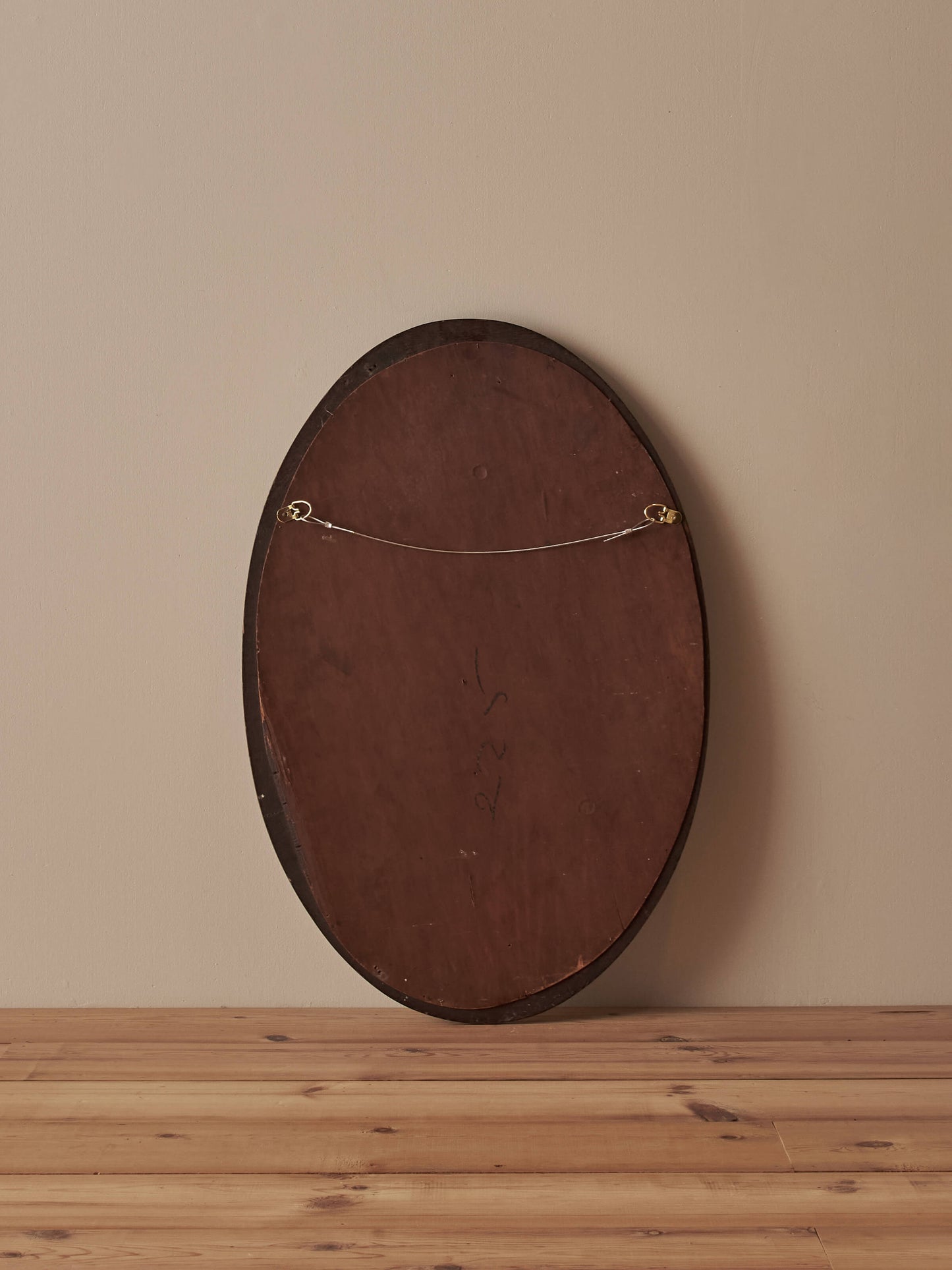 Edwardian oak oval mirror