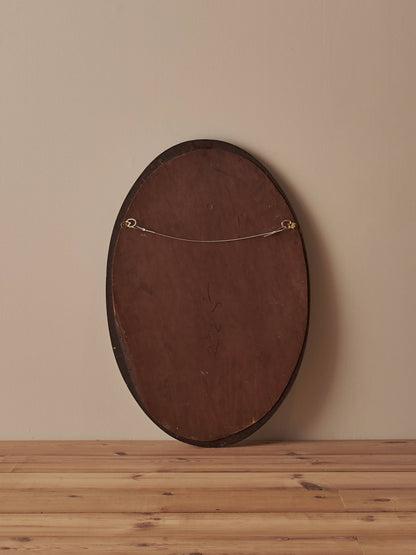 Edwardian oak oval mirror