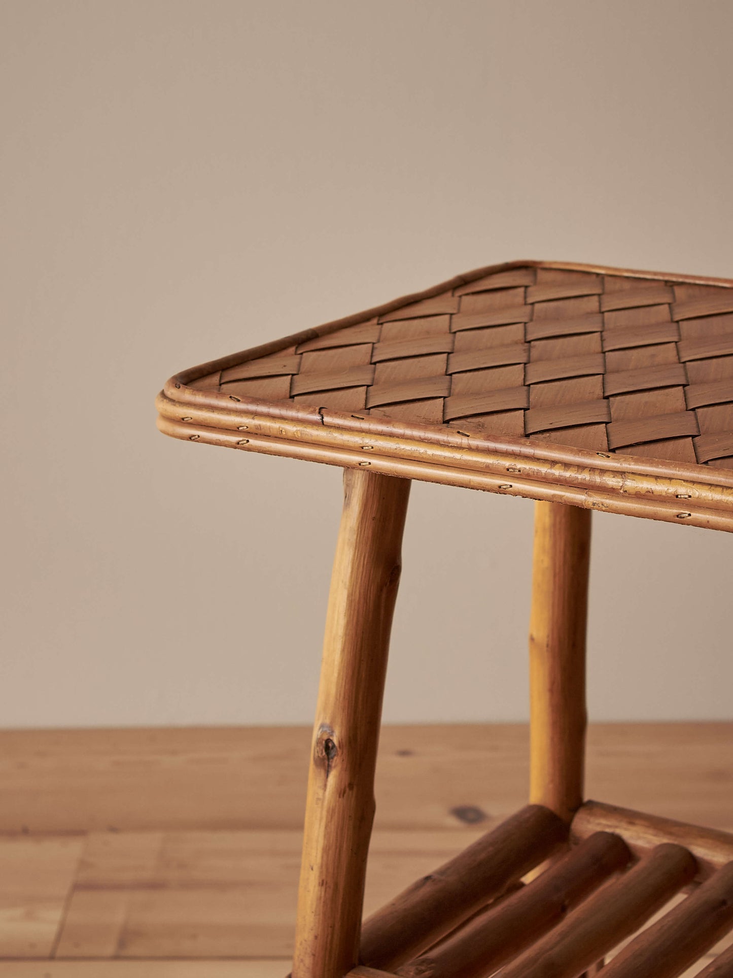 French mid-century bamboo side table