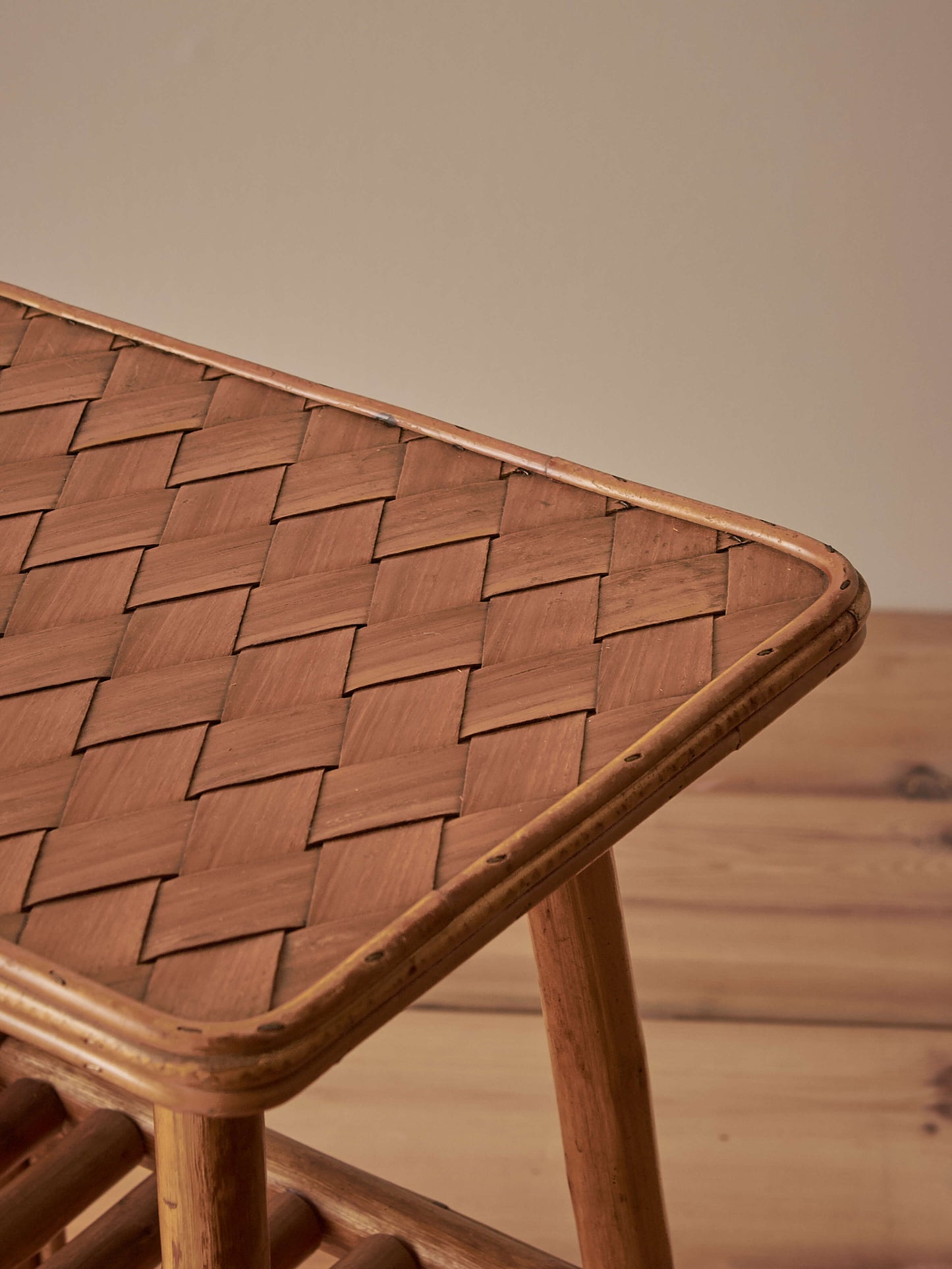 French mid-century bamboo side table