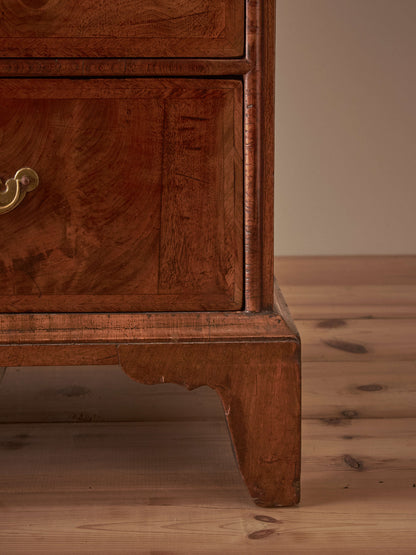 George I figured walnut chest of drawers