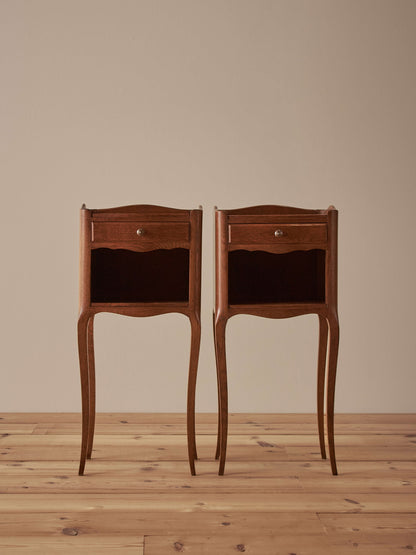 Pair of French mid-century oak bedside tables