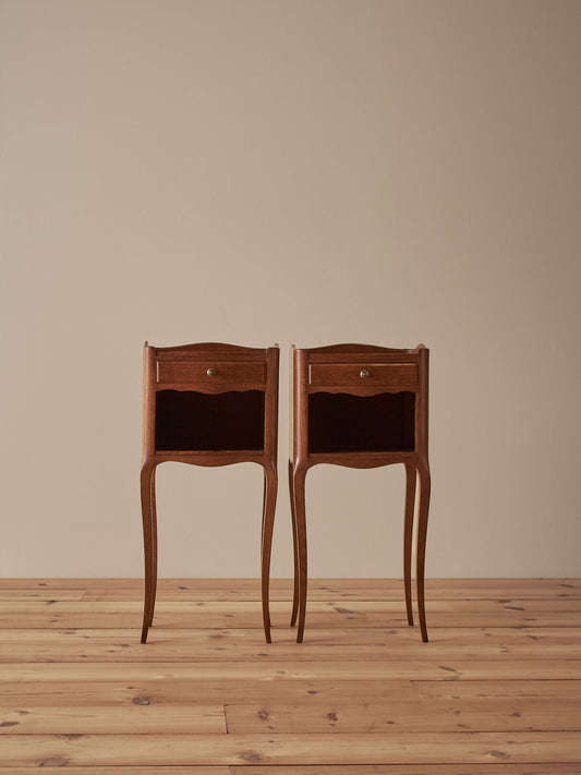 Pair of French mid-century oak bedside tables