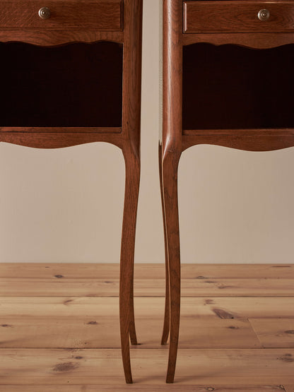 Pair of French mid-century oak bedside tables