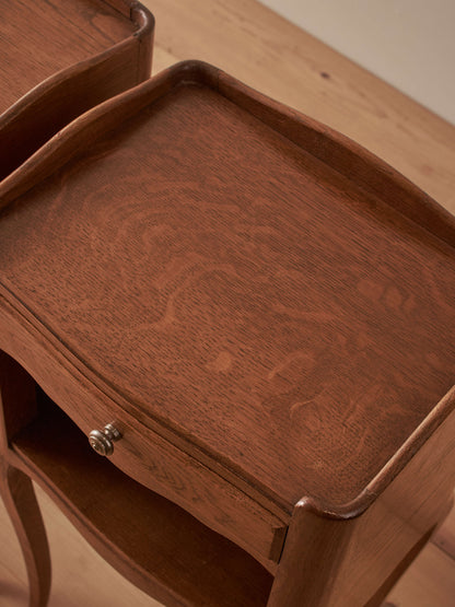 Pair of French mid-century oak bedside tables