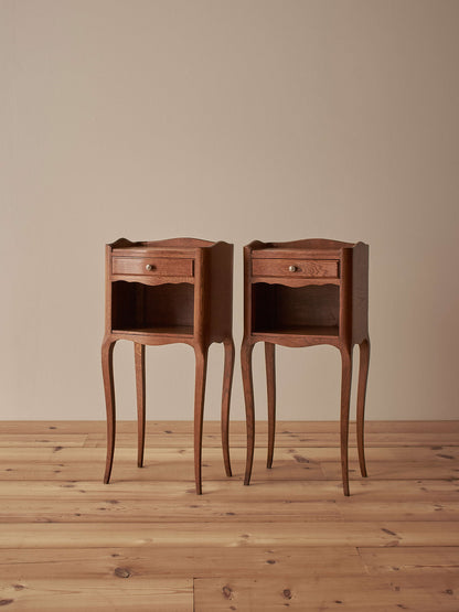 Pair of French mid-century oak bedside tables