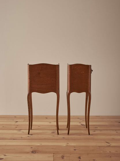 Pair of French mid-century oak bedside tables