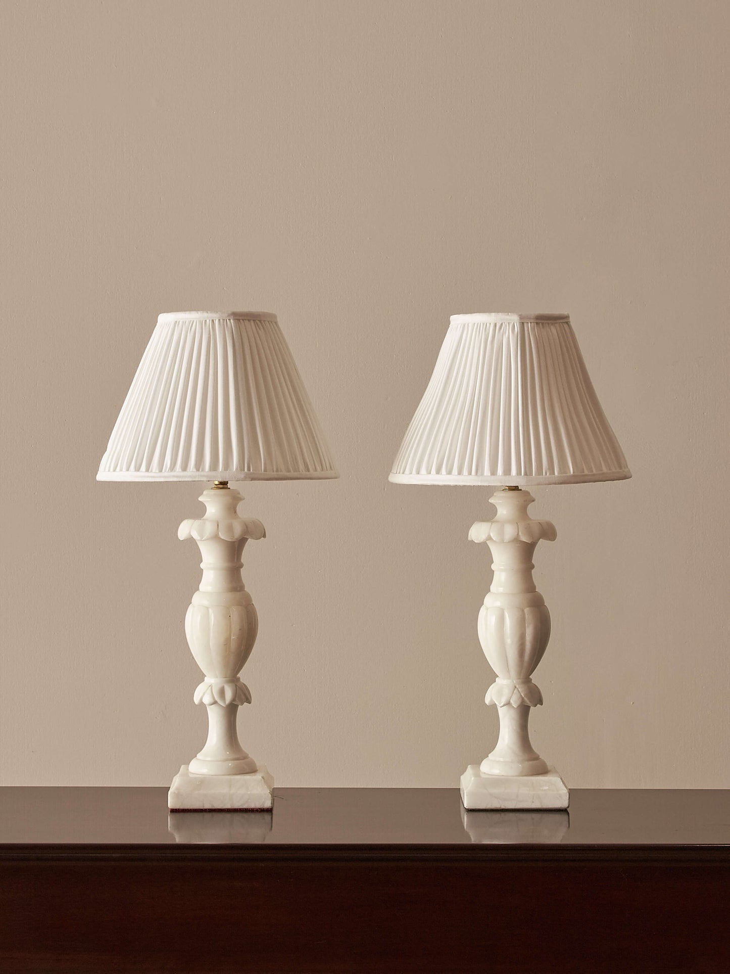 Pair of vintage alabaster table lamps