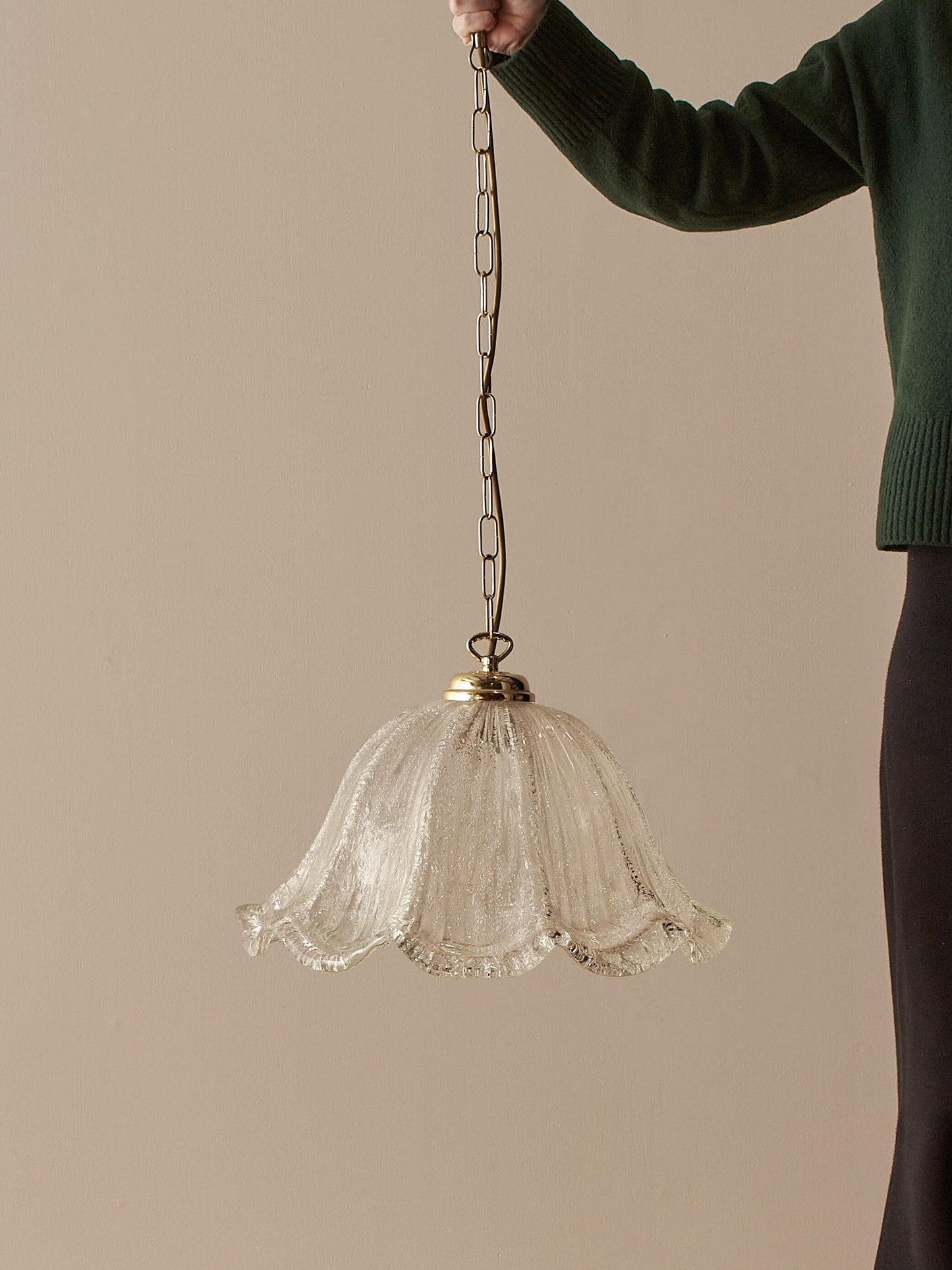 Vintage Italian Murano fluted glass pendant