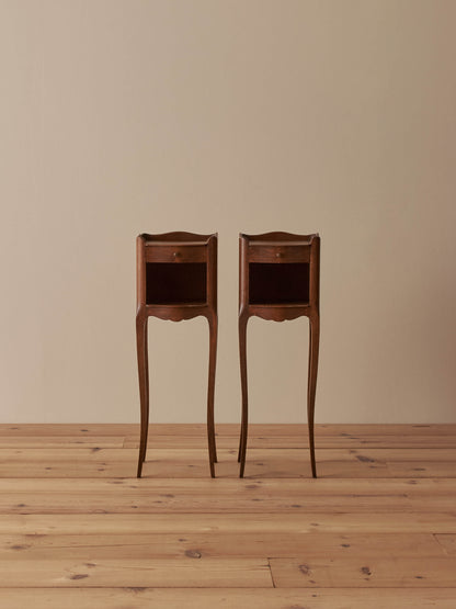 Pair of vintage petite oak bedside tables