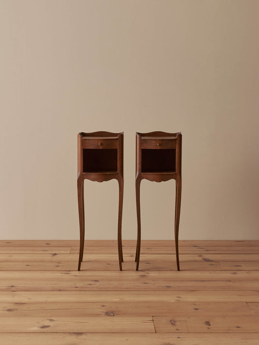 Pair of vintage petite oak bedside tables