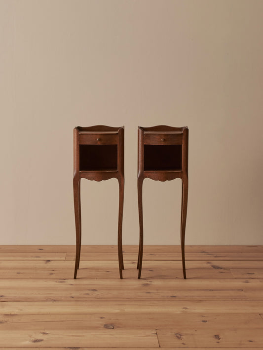 Pair of vintage petite oak bedside tables