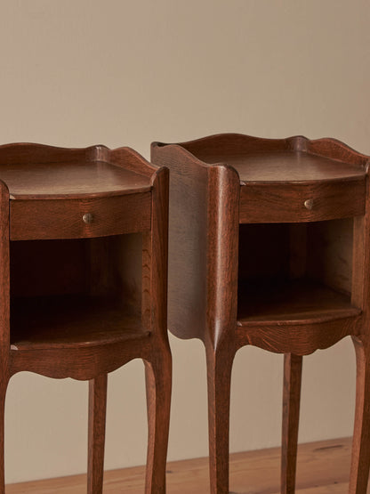 Pair of vintage petite oak bedside tables