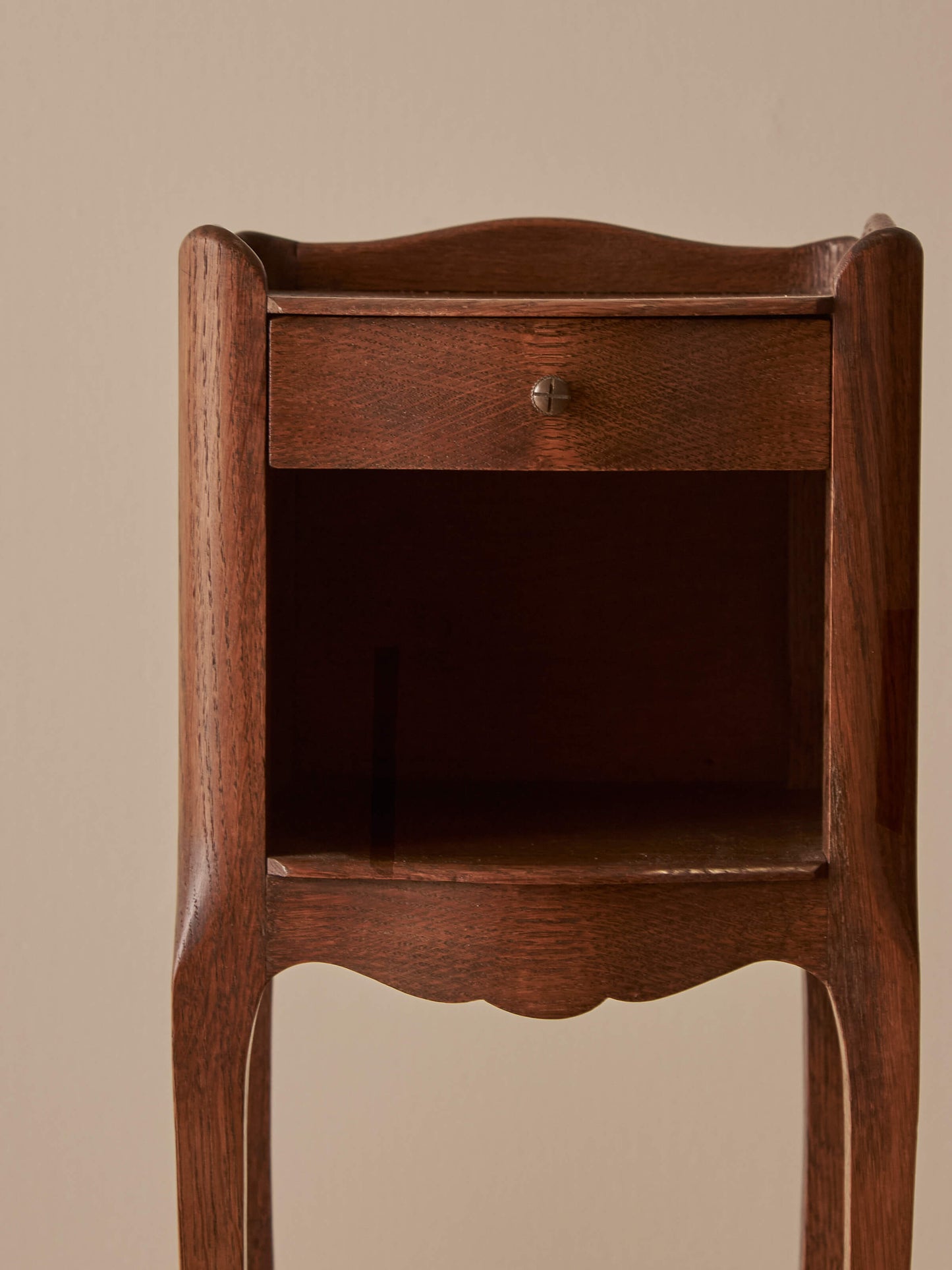 Pair of vintage petite oak bedside tables