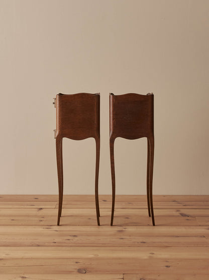 Pair of vintage petite oak bedside tables
