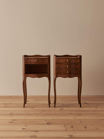 Pair of French vintage oak bedside tables