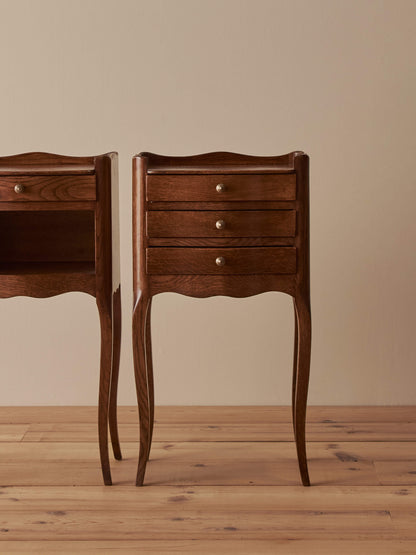 Pair of French vintage oak bedside tables