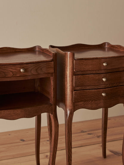 Pair of French vintage oak bedside tables