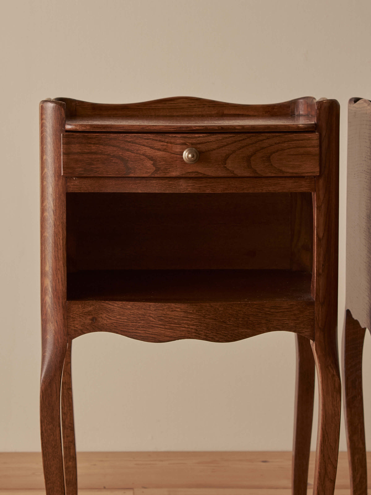 Pair of French vintage oak bedside tables
