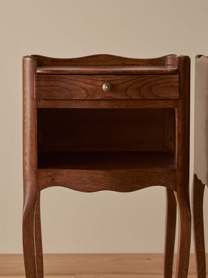 Pair of French vintage oak bedside tables