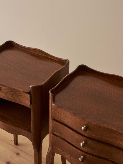 Pair of French vintage oak bedside tables