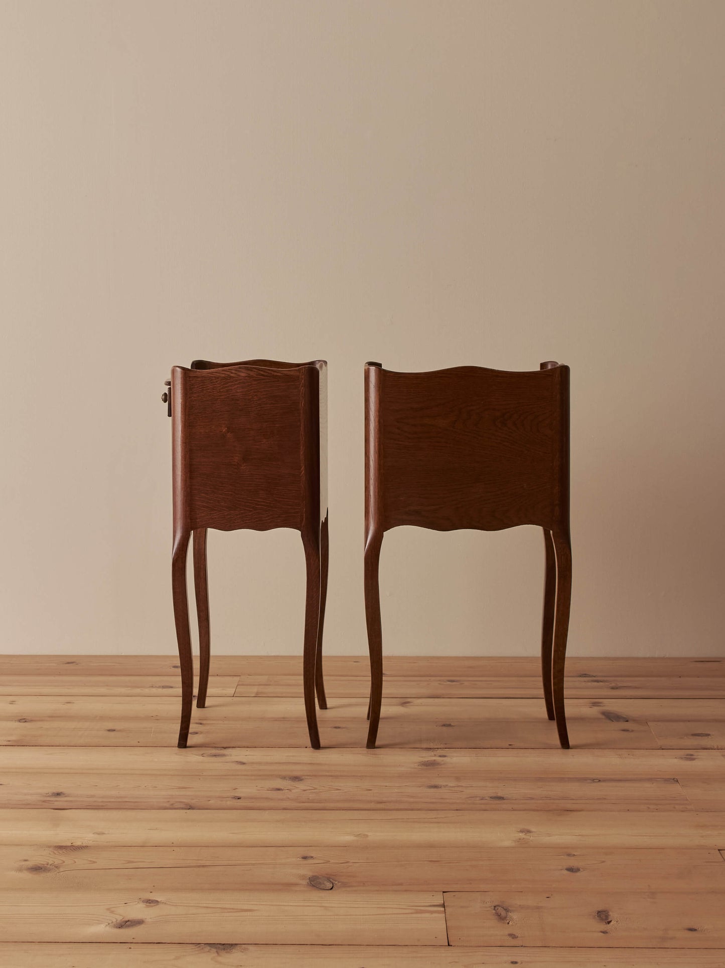 Pair of French vintage oak bedside tables