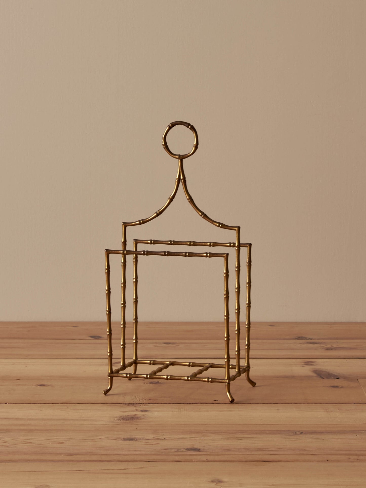 Vintage faux bamboo brass magazine rack
