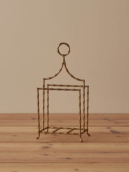 Vintage faux bamboo brass magazine rack
