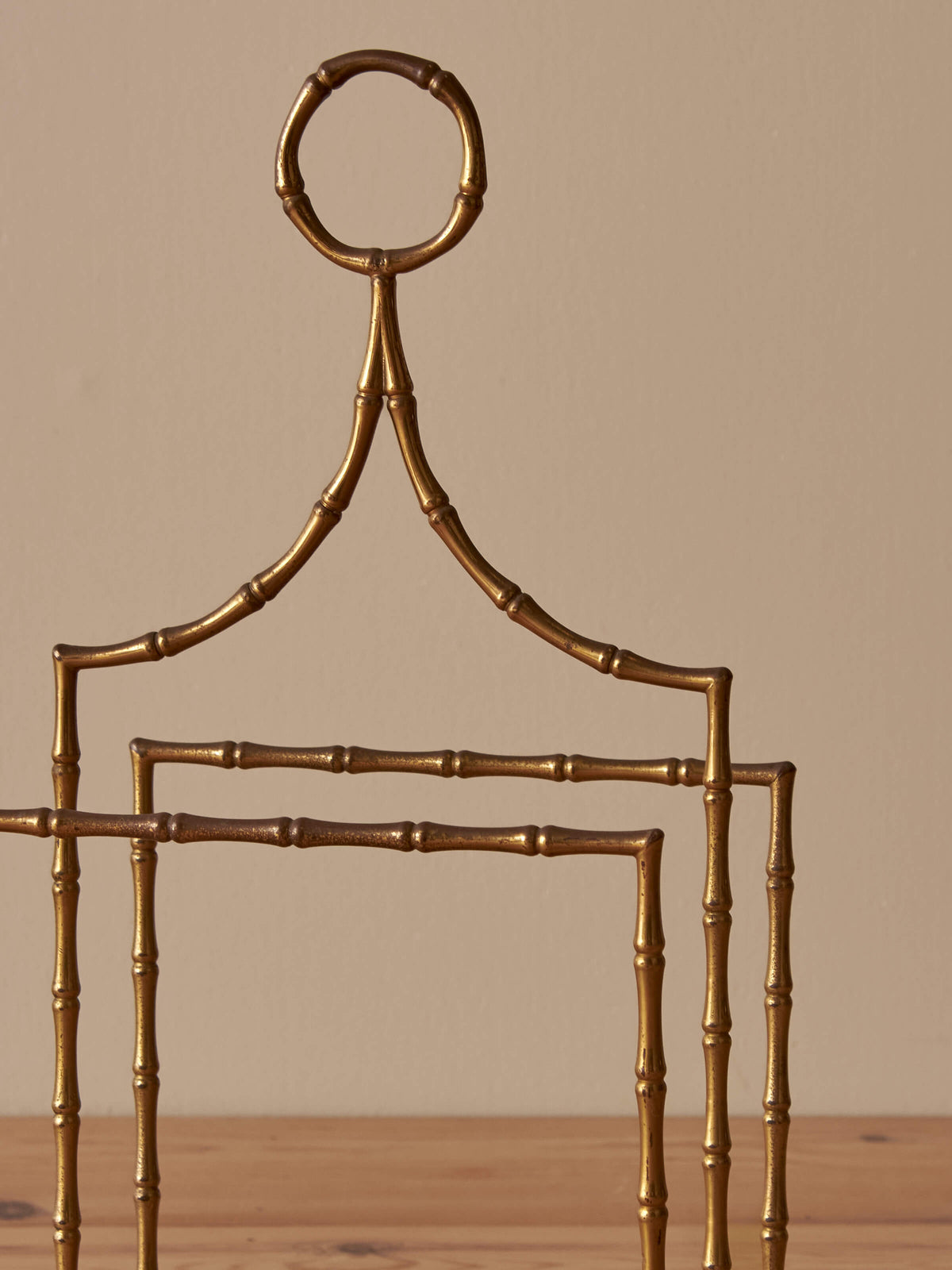 Vintage faux bamboo brass magazine rack