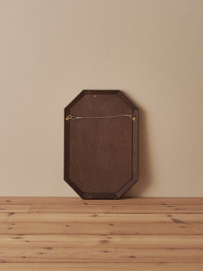 Edwardian oak carved octagonal mirror