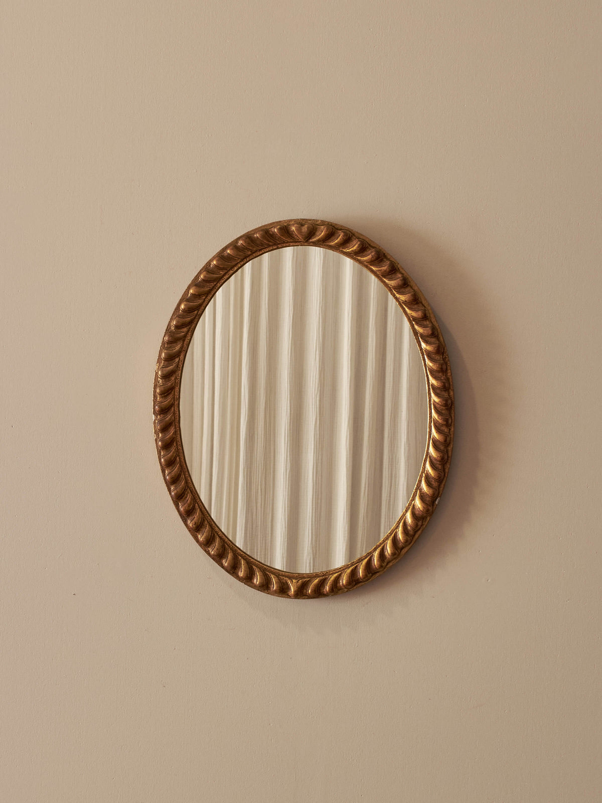 Vintage oval gesso rope-twist mirror