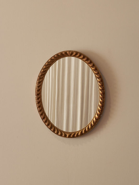 Vintage oval gesso rope-twist mirror