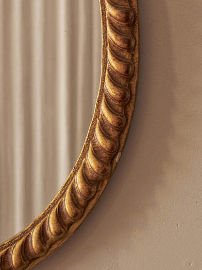 Vintage oval gesso rope-twist mirror