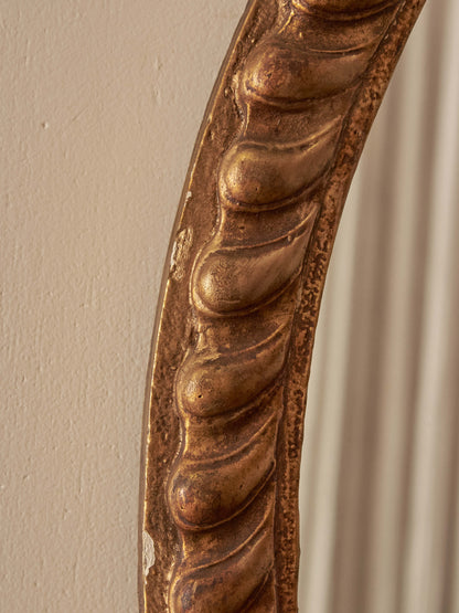 Vintage oval gesso rope-twist mirror